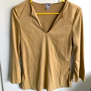 Camel faux suede blouse